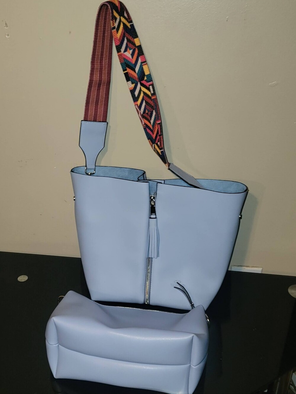 VINTAGE VALENTINO GARVANI BUCKEK BAG WITH POUCH  with GITUAR  Strap